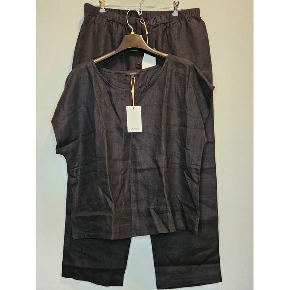 Quince Other - Quince Black 100% European Linen 2Piece Pajama Set Top & Pants Womens Size Large